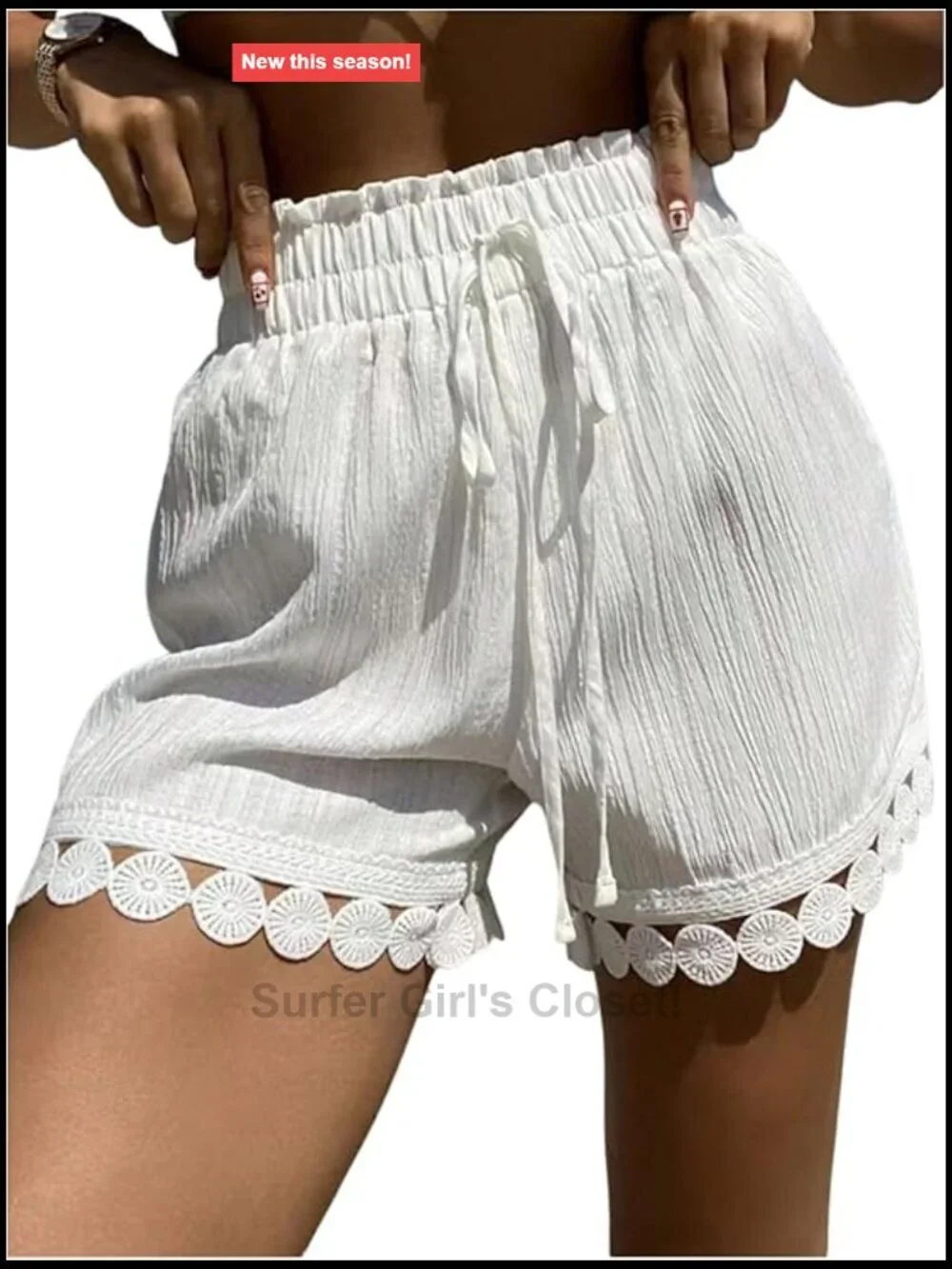 Women's High Waisted Paper Bag Shorts Swimsuit Cover Up Beach Casual